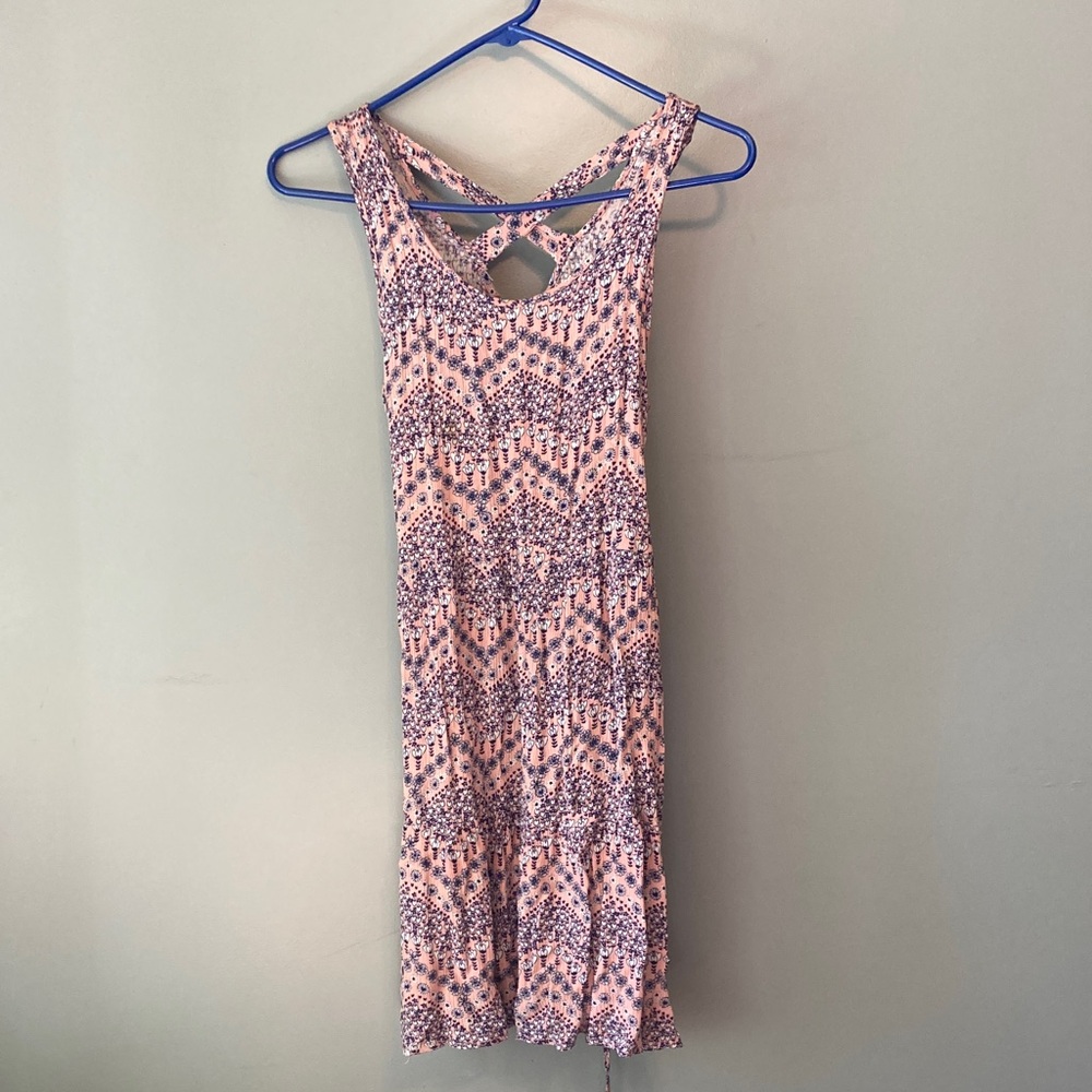 Pink Rose Floral Pink and Blue Dress